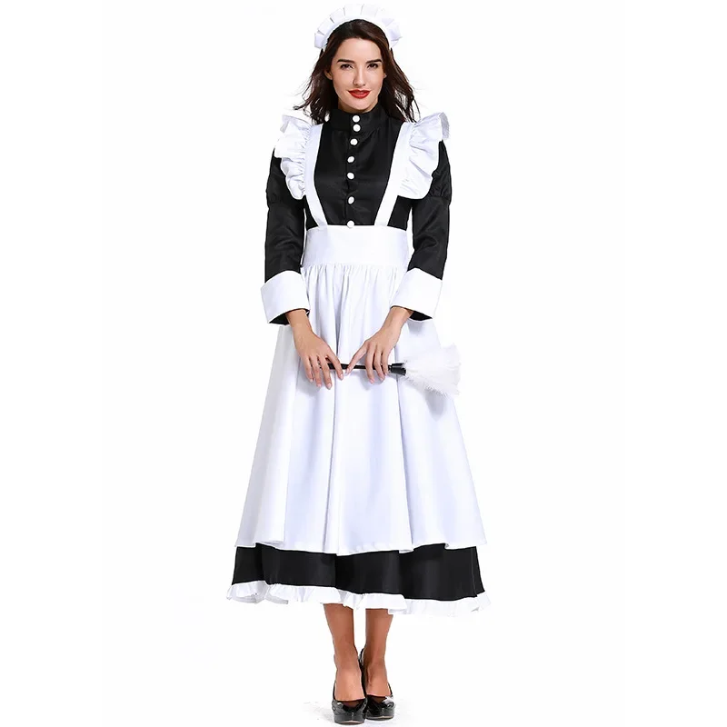 Adult Colonial Pioneer Girl Costume Women Village Farm Prairie Maiden Maid Costumes Halloween Party Fancy Dress