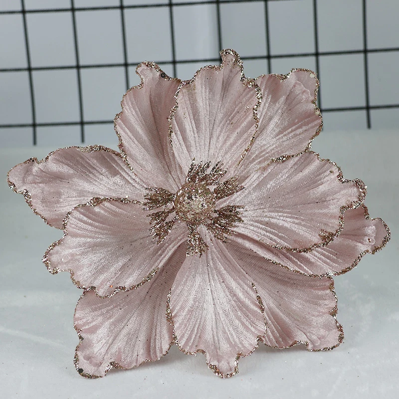 رؤوس زهور عيد الميلاد، زهور صناعية لامعة، زينة شجرة عيد الميلاد ذاتية الصنع، زينة حفلات عيد الميلاد، ديكور منزلي للعام الجديد #1