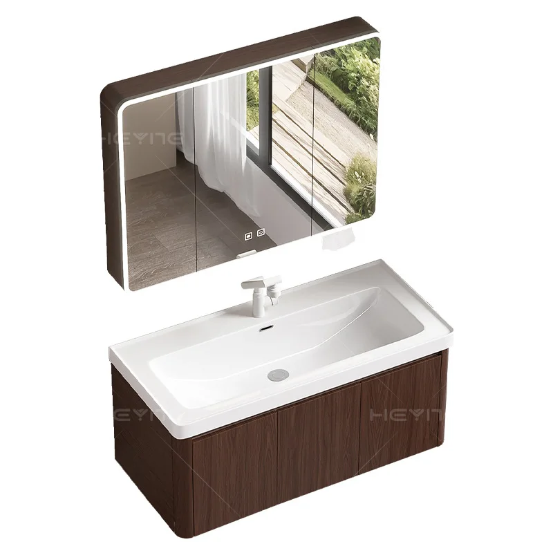 LMM thickened honeycomb aluminum bathroom cabinet 18CM deep ceramic integrated basin four sides water retaining