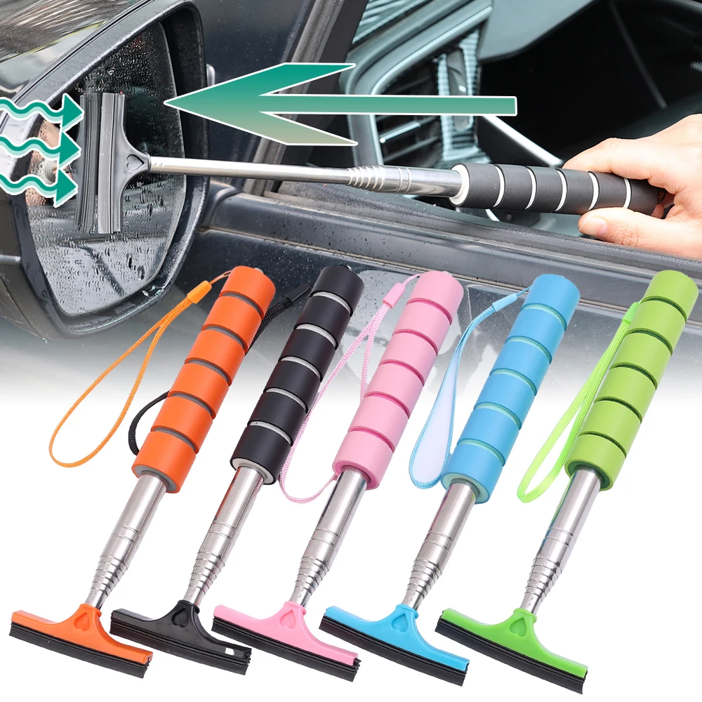 

Car Rearview Mirror Wiper Stainless Steel Telescopic Retractable Layered Brush Head Window Wash Cleaning Brush Handheld Wiper