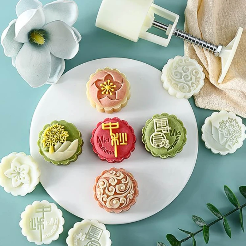 Reunion Flower Mooncake Mould Hand-pressed Household Mini Pastry Made of Mung Bean Cake Embossed online celebrity Abrasive Tool