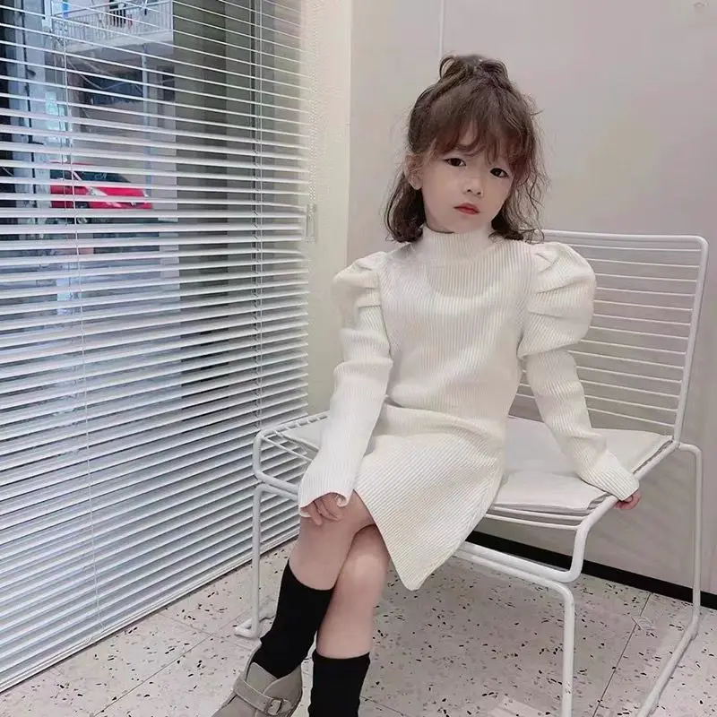 

Girls' Dress Autumn/Winter Children's Baby Hoodie Stylish Medium Long Bubble Sleeve Dress 100-150cm