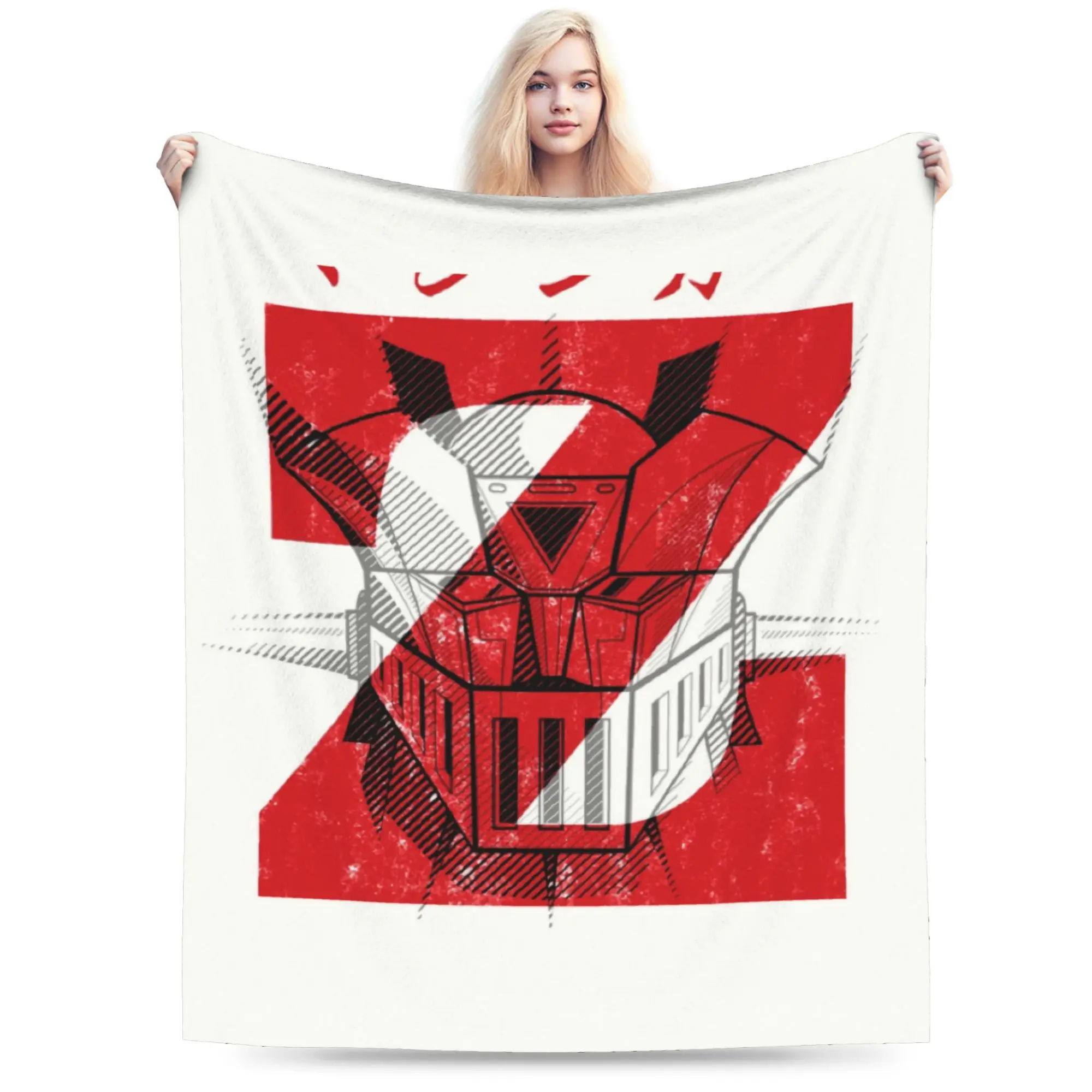 Custom Anime Mazinger Z Blanket Soft Fleece Autumn Warm Flannel UFO Robot Throw Blankets for Sofa Car Bedding Bedspread