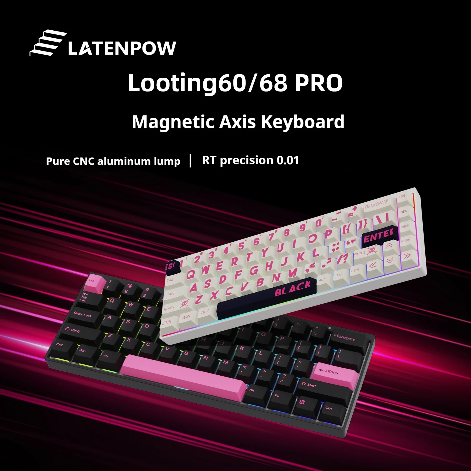 

Latenpow Looting 68pro/60pro Aluminum Lump Rt Magnetic Axis Keyboard Full Key Hot Swappable Original Height Pbt Keycaps Gift