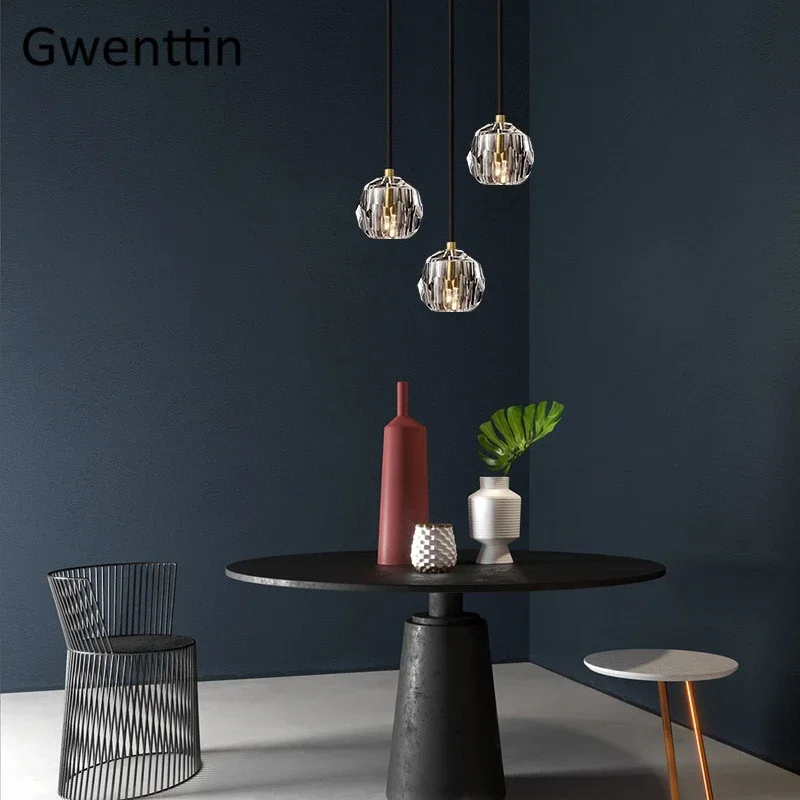 Imagem -02 - Luxo Moderno Led Crystal Pendant Lights Nordic Gold Hanging Lamp para Sala de Estar Luminárias de Cozinha Luminária Home Decor k9