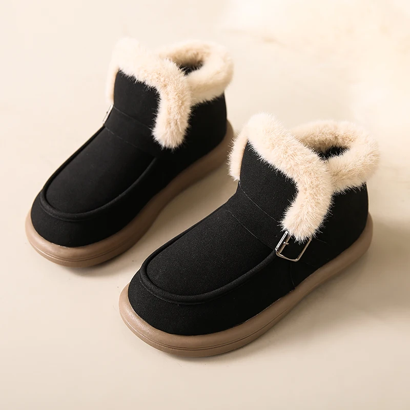 Women's Winter Boots Luxury Ankle Casual Hot Warm Flats Furry Snow Black Outdoor Trekking Loafers Shoes For Women Trends 2024