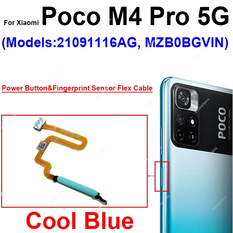 For Xiaomi Poco M4 M5 M5s M4 Pro M4Pro 4G 5G Home Button Back Touch ID Scanner Fingerprint Sensor Flex Cable Phone Parts