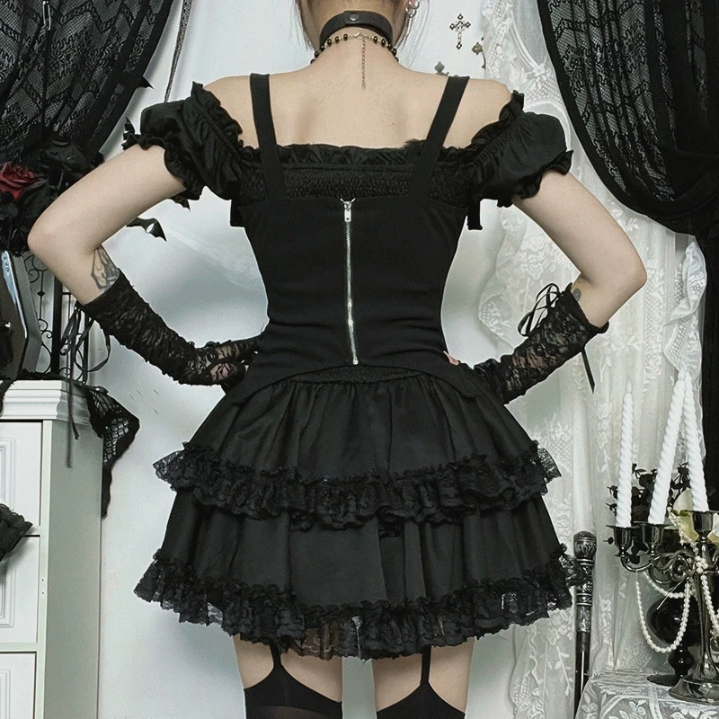 ชุดเดรสสั้นสไตล์โกธิคดาร์ก อีเ - Y2K Backless Halter Mini Dress บทวิจารณ์และราคา