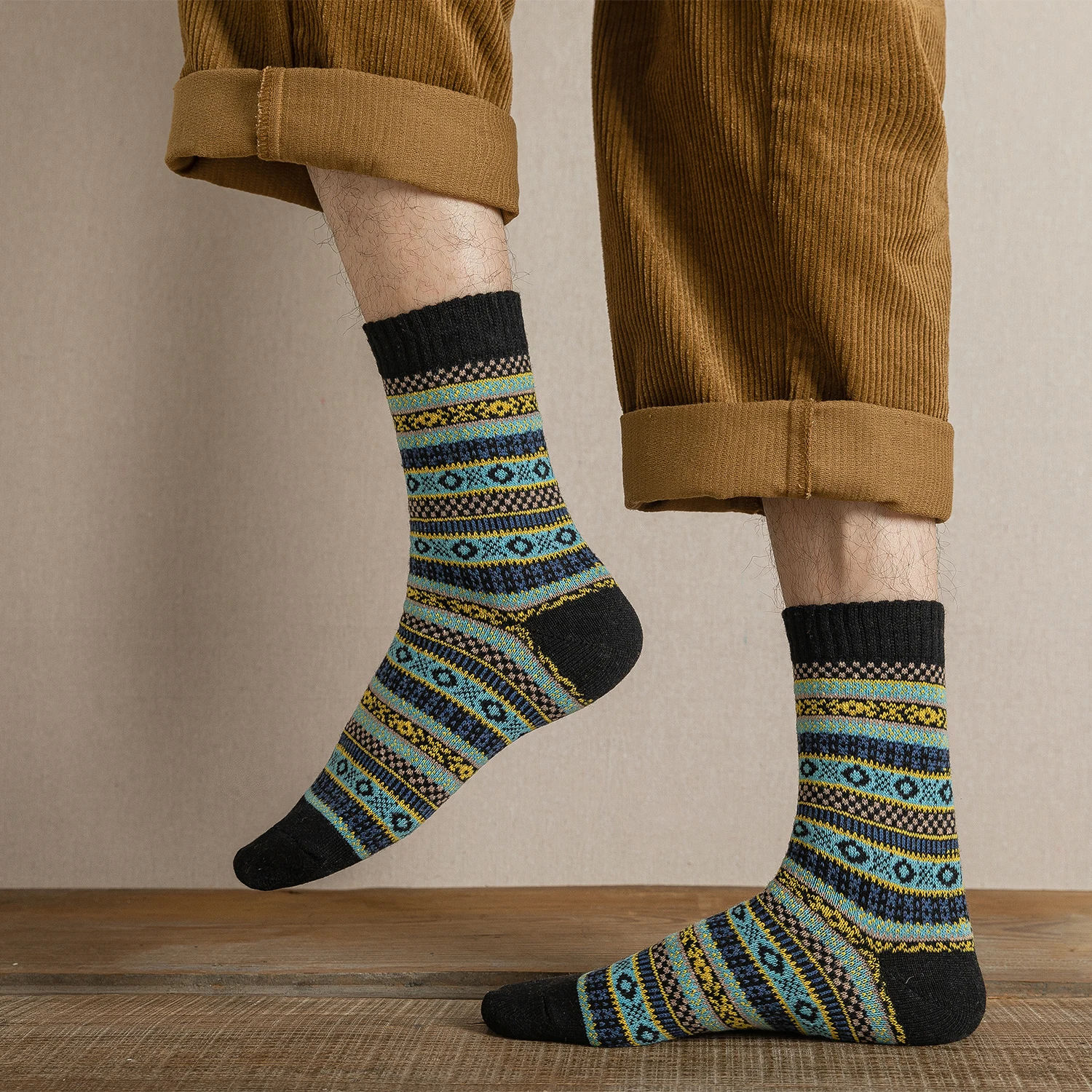 5Pairs/lot New Witner Men Socks Women Lover Socks Thick Warm Wool Socks Vintage Sock Colorful Gift Free size EUR 37-43