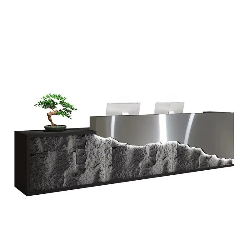 

&c Creative Industrial Style Bar Counter Stainless Steel Cash Register Commercial Gym Internet Cafe Spa Center Reception Desk