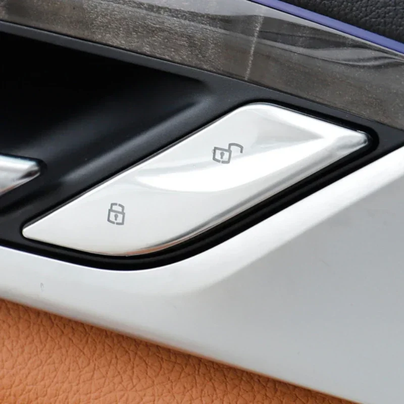 Abs prata interruptor de desbloqueio da porta do carro botões cobre guarnição adesivos acessórios do carro para bmw série 5 g30 g38 6gt 2018-2022