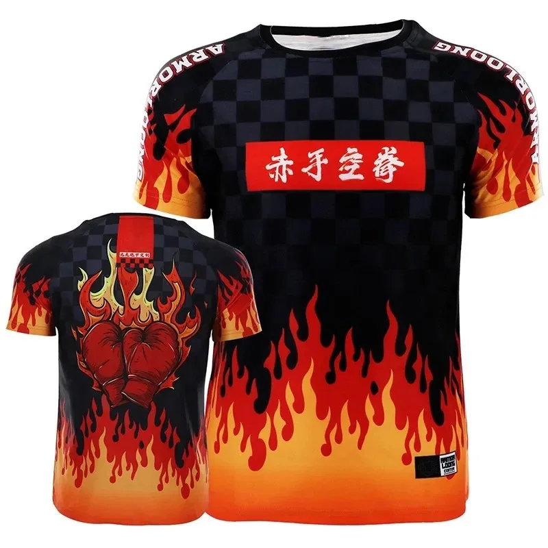 Nowa letnia koszulka z motywem Muay Thai z grafiką i krótkim rękawem T-shirty MMA dla mężczyzn fajne Hip hopowe sporty gimnastyczne Plus duże