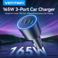 Vention 165W Car Charger QC3.0 Fast Charging PPS PD3.0 FCP AFC USB Type C Car Phone Charge For iPhone 16 15 14 Laptops Samsung