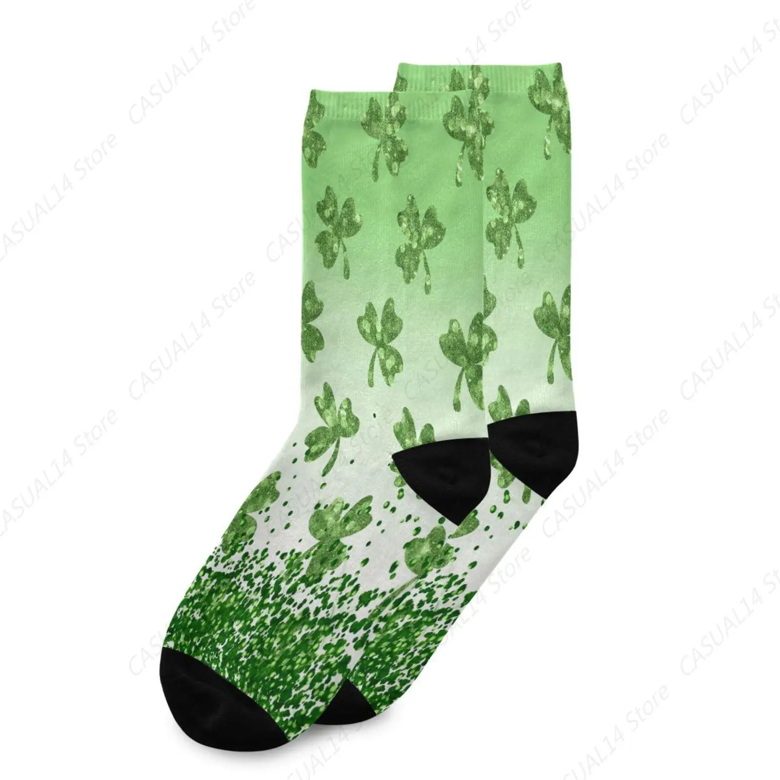 Athletic Crew Socks Lucky Clover Happy Patrick's Day Sport Running Training Compression Sock