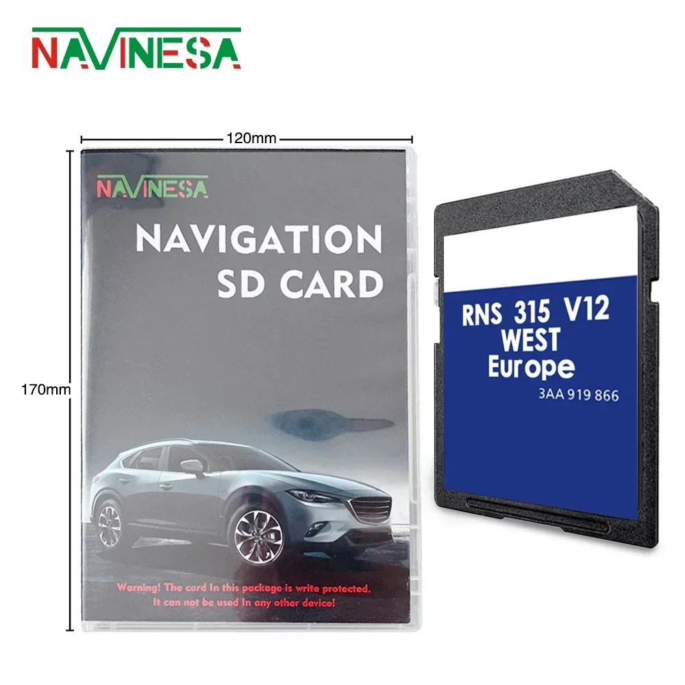 for Bosch Caddy Cross Kasten (A5)2014-2015 Navigation SD Map Card RNS 315 WEST Cover Europe England Germany Spain