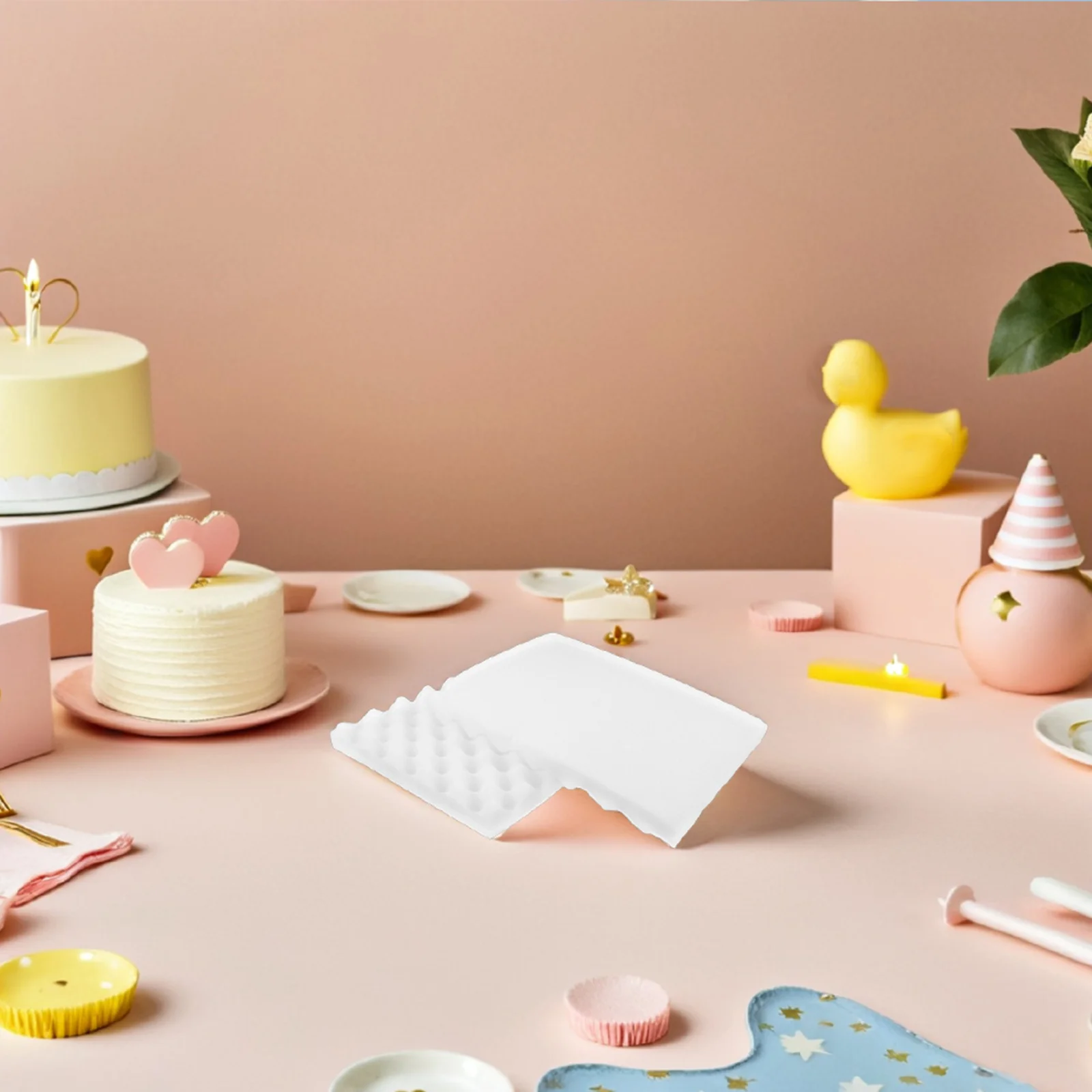 แผ่นฟองน้ำขึ้นรูปฟองดองท์รูปคลื่น 6 ชิ้น ใช้ซ้ำได้ อุปกรณ์ตกแต่งเค้ก แผ่นปั้นดอกไม้น้ำตาล แผ่นฟองน้ำขึ้นรูปฟองดองท์