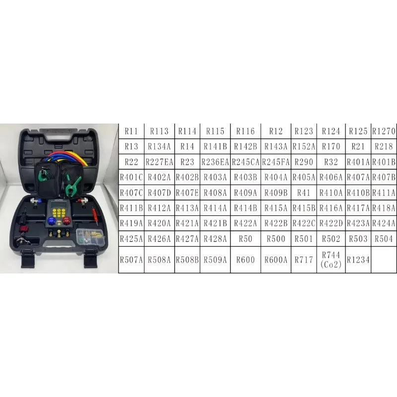 2025/1/4SAE R134A مجموعة قياس مشعب اختبار المبرد أدوات HVAC متعددة الرقمية