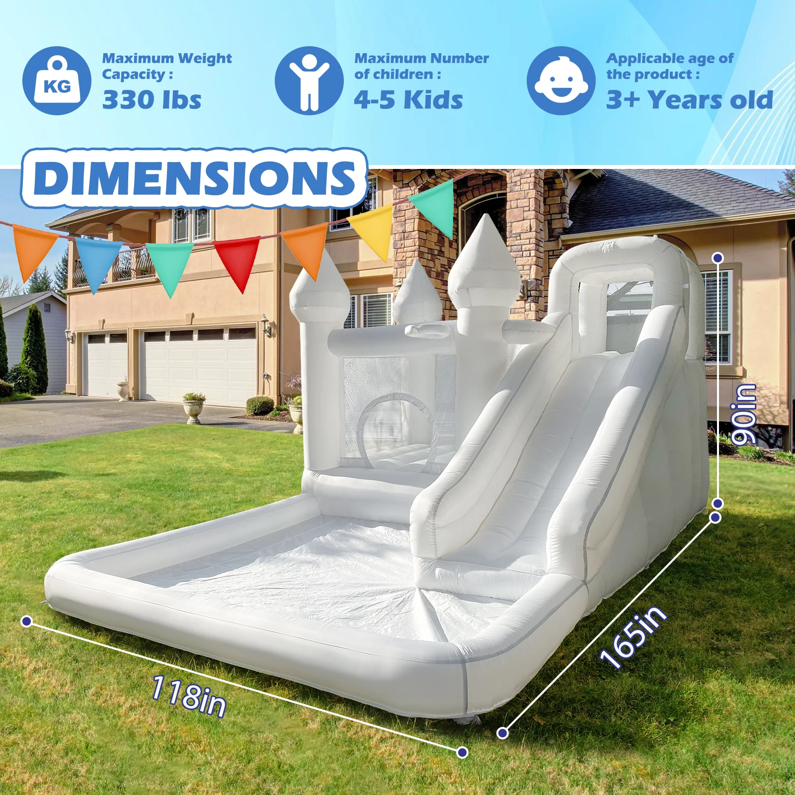 Large Outdoor Playground Garden Pool Water Slide Inflatable For Children Family Bounce House With Blower Ball Pit Kids Games