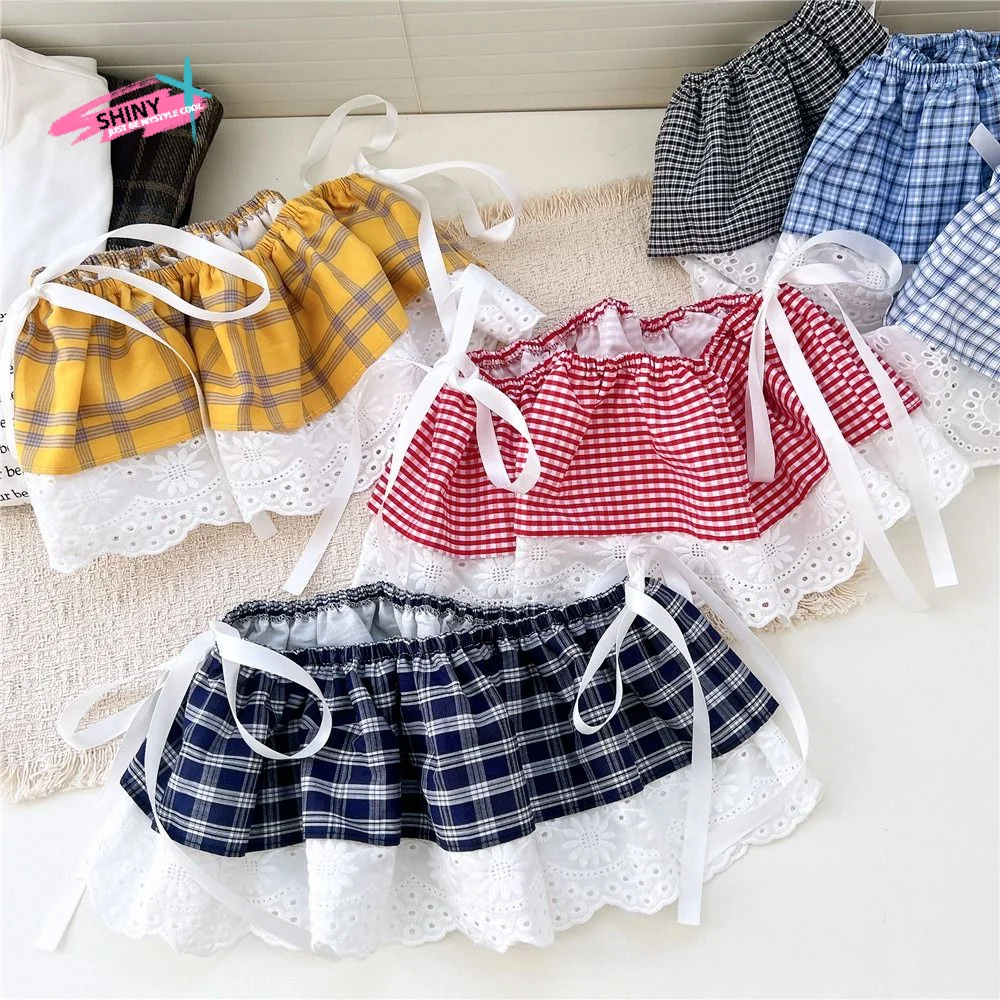 minissaias-femininas-estilo-balletcore-xadrez-brancas-com-renda-estilo-coreano-com-amarracao-e-babados-elasticos