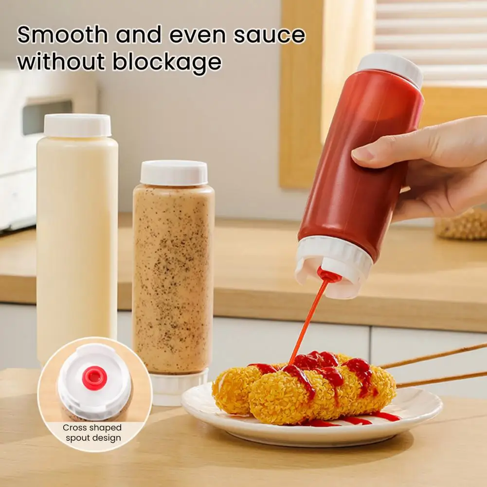Condiment Dispenser Clear Squeeze Sauce Bottle Reusable Condiment Container Double Head Kitchen Tool for Liquids Sauces