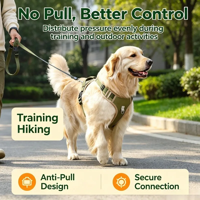 Großhundegeschirr Komfortabel Gepolstert Oxford-Weste Verstellbare Schnalle für Training & Wandern