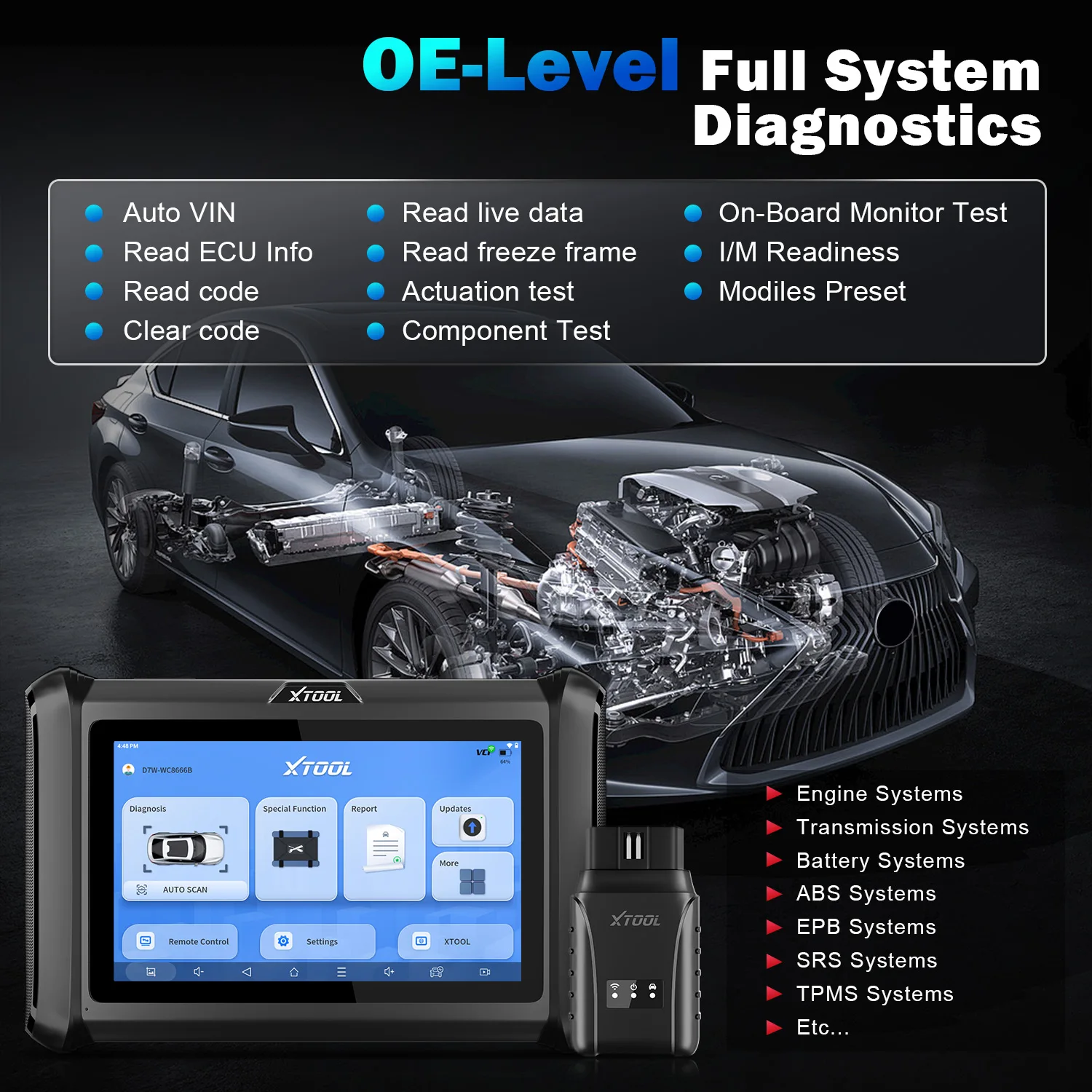 Picture 4: NEW XTOOL D7W V2.0 Automotive Diagnostic Tools ECU Code Coding Key Programming Bidirectional Controls FCA&DOIP E   2 Car Sca