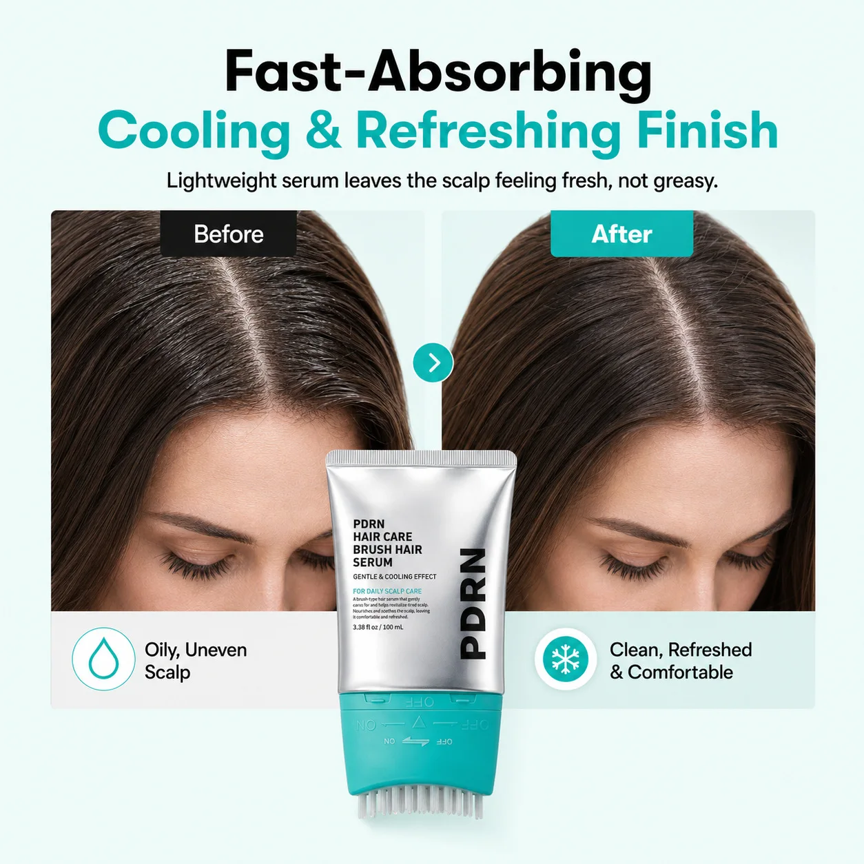PDRN Scalp Repair Serum Strengthen Hair Root Comb Teeth & Liquid Guide Scalp Essence Refreshing Scalp Care Fast-Absorbing Scalp