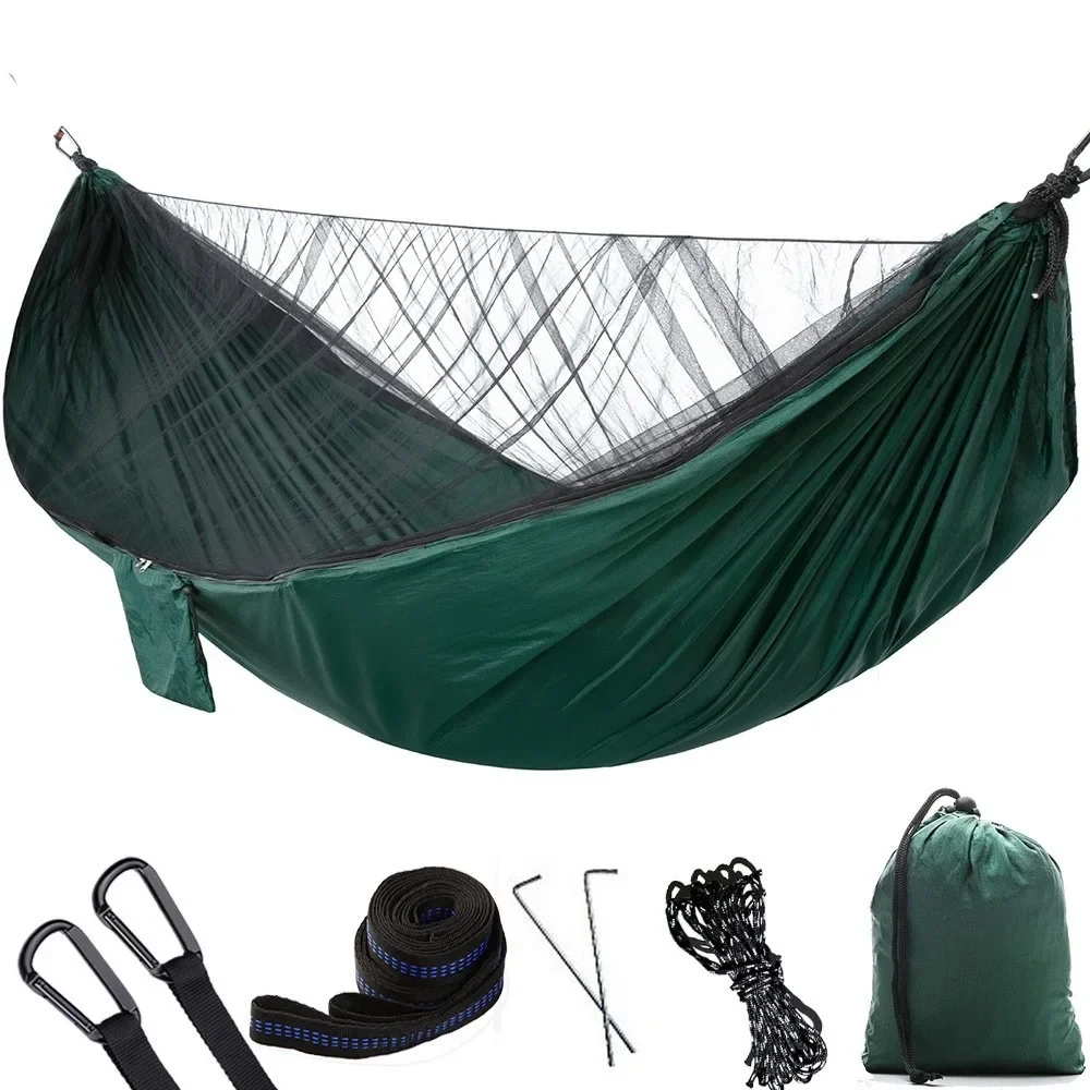 Survival Hanging Hammock with Anti Mosquito Net Durable Waterproof Camping Equipment Furniture Outdoor Nylon Swing Hammock Tent