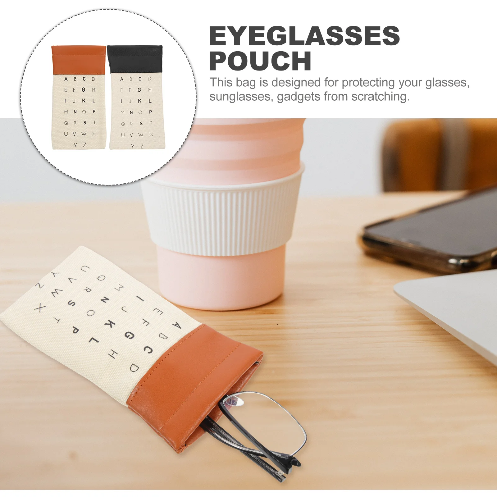 

2Pcs Eyeglasses Case Canvas Bag Sunglasses Pouch Durable Scratch Protection for Accessories and Electronics Glasses Case