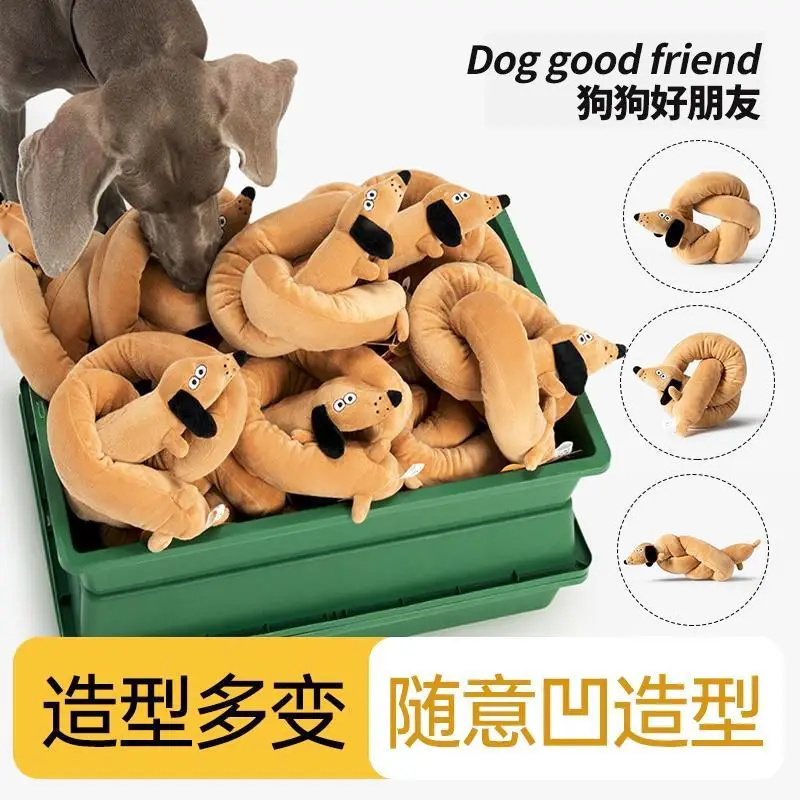 

1-meter Long Sound Making Plush Dog Toy Cute Sausage Dog Pet Toys Tug of War Interactive Dog Toys Pet Products