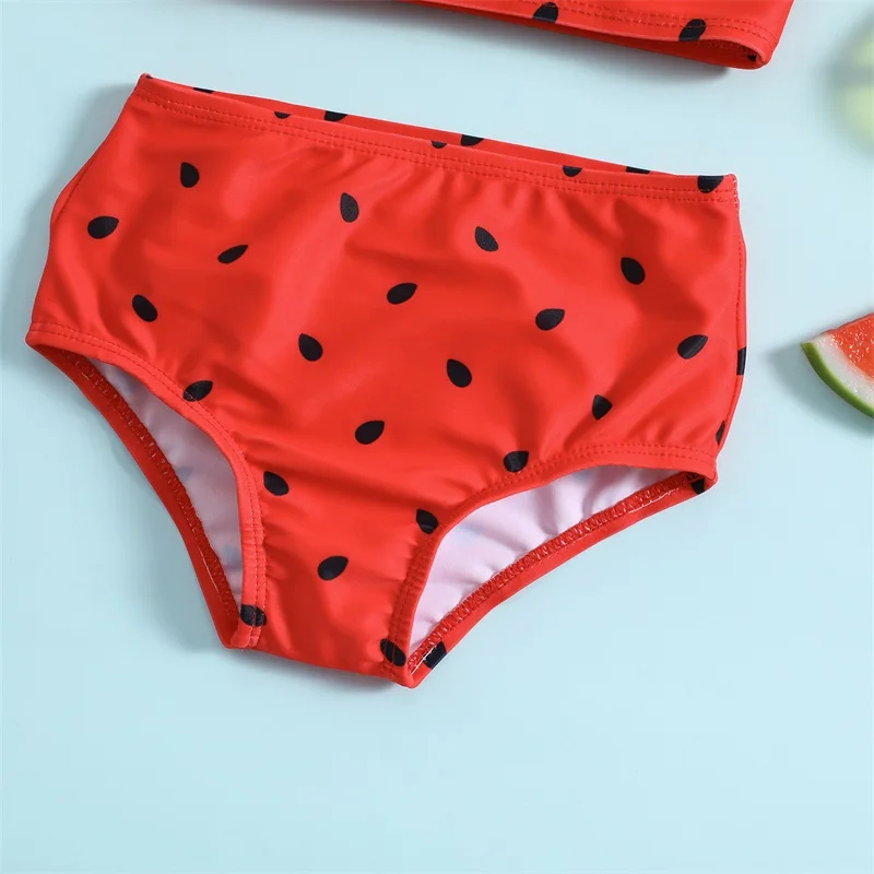 Yiiciovy Baby Kids Girls śliczne Bikini Set piękne potargane nasiona arbuza koszule z nadrukiem i figi na letni plażowy strój kąpielowy