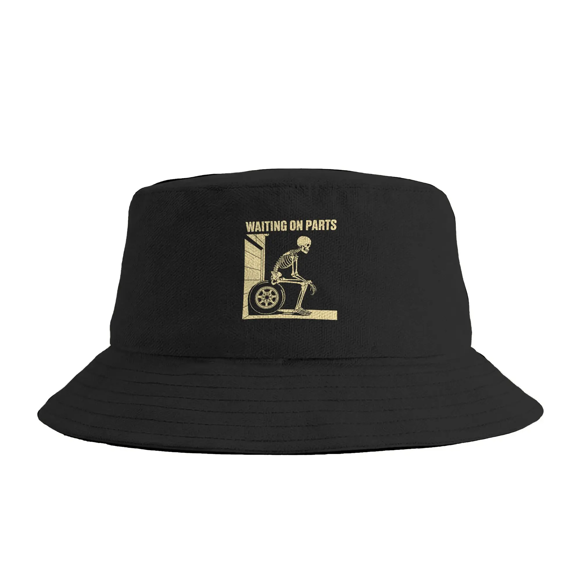 Funny Waiting On Parts Mechanic Skeleton Auto Repair Life Bucket Hat  Outdoor Fisherman Caps Foldable Fishing Sun Hats DIY Cap