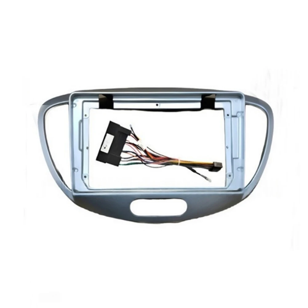 2DIN Car Radio For Fascia Panel Silver ABS For Dash Kit With Wiring Harness For Hyundai I10 2007-2013 Installation Frame
