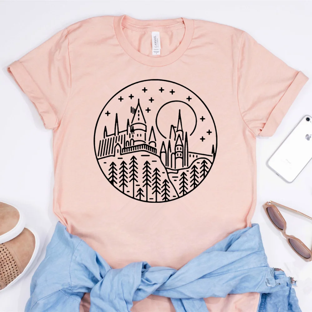 2023 Magic School Castle T-shirt HogWart Is My Home Wizard Shirt HP Movie Inspired Tee Unsex Short Sleeve Tees Cute Fans Tops