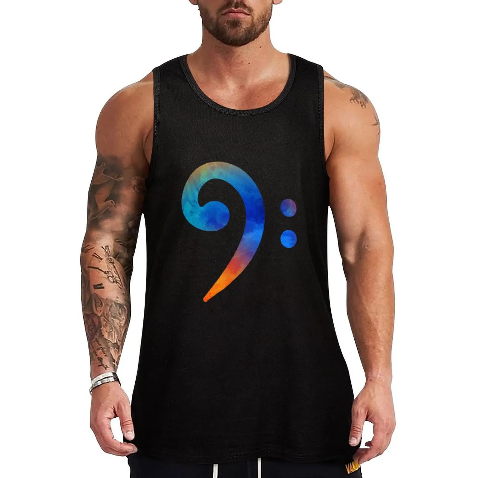 

Bass Clef Note Watercolor Musician Tank Top Casual Summer Tank Top Lightweight Sleeveless Shirt