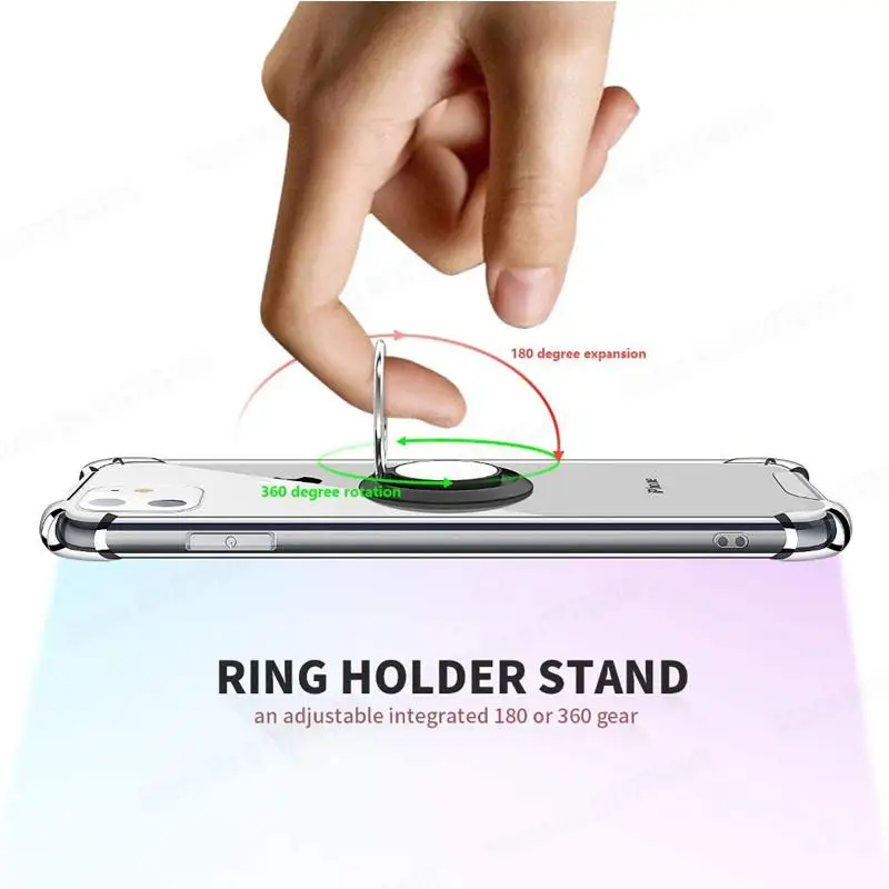 Shockproof Silicone Ring Holder Case for Xiaomi Redmi Note 12 Pro 5G 11s 12S Note 10 10S 10C 10A Wallet Card Slot Clear Cover