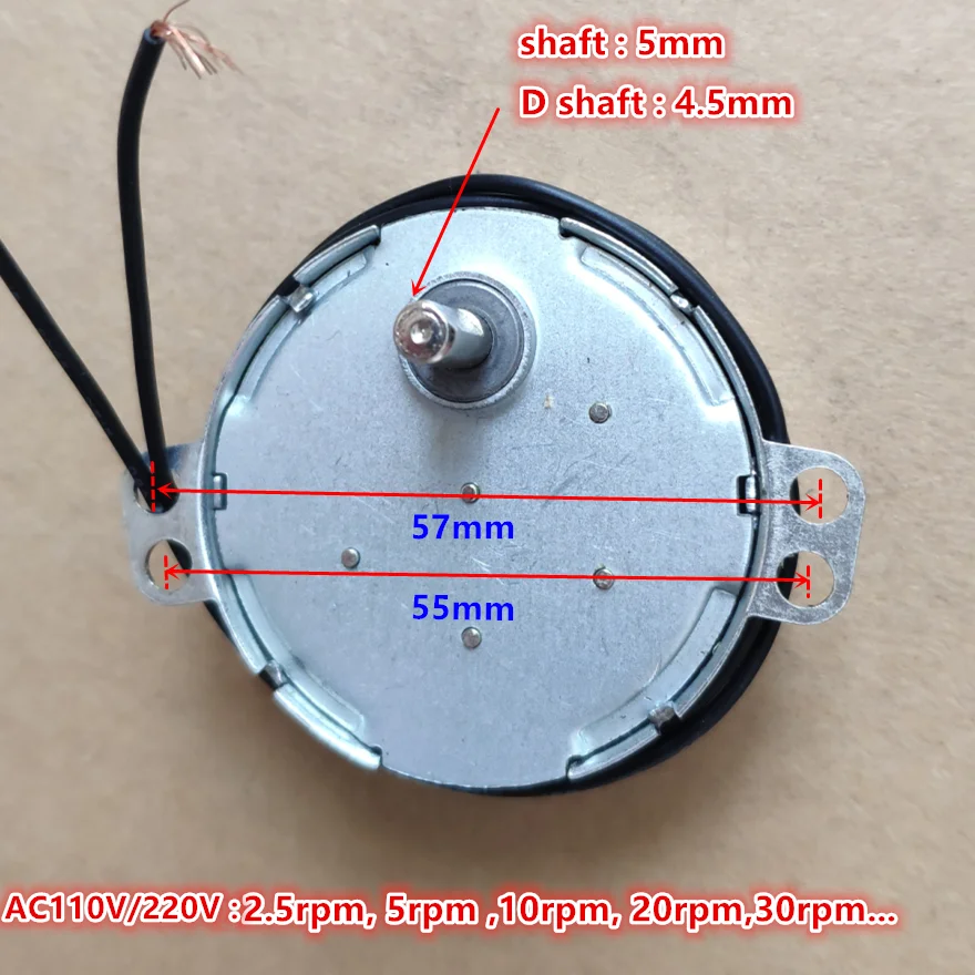 shaft diameter 5mm TYC-50 110V 220V permanent magnet synchronous motor 4W micro AC motor ~