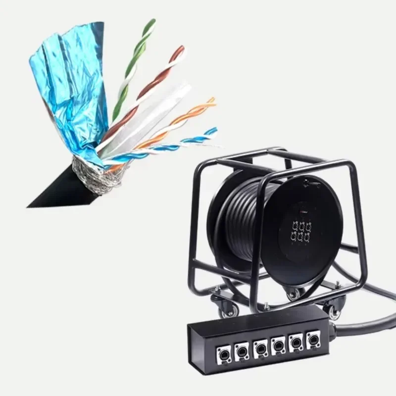 Professional Stage Cable Car, 16-Channel 380 Small Multi-Channel Audio Signal Cable Mobile Cable Car Multi-Core Wheel