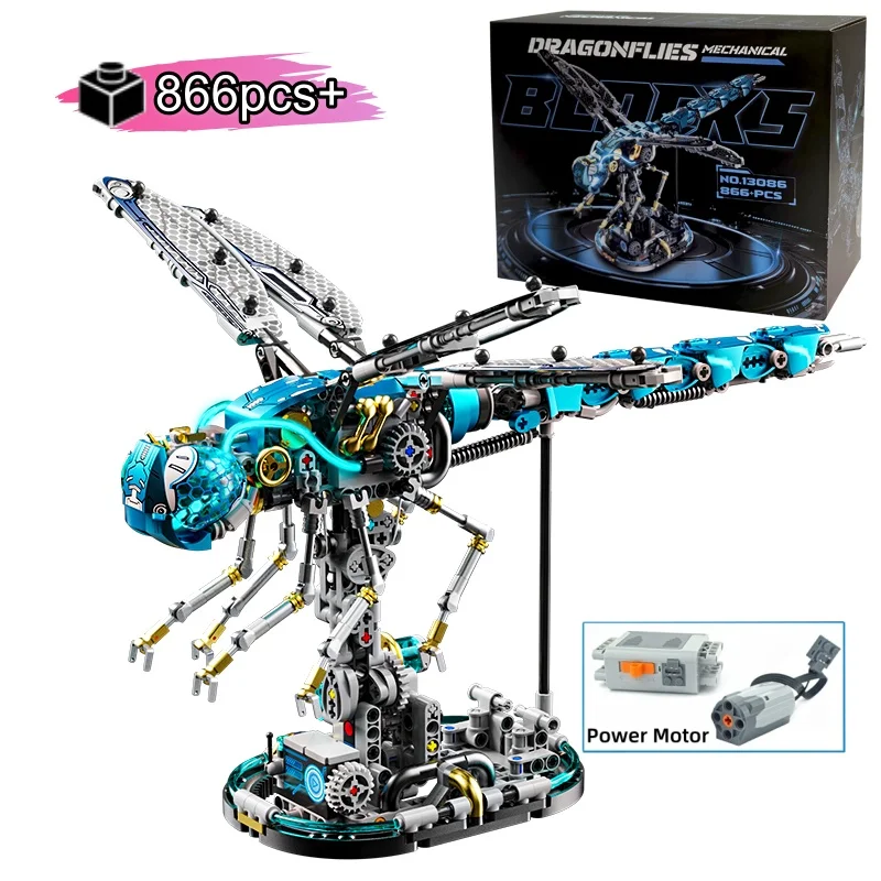 

Креативные механические строительные блоки со стрекозой, набор животных MOC, сборная модель для детей и взрослых, подарки на день рождения, Рождество, Хэллоуин