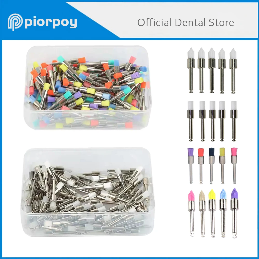 PIORPOY Dental Polishing Brush 100Pcs Dental Consumables Disposable Polisher Nylon Teeth Whitening Clean Removal Tools Dropship