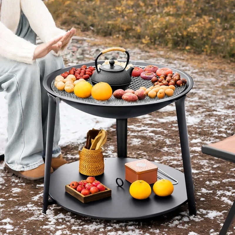 

Camping Barbeque Stove Outdoor Multi-functional Fire Burner BBQ Charcoal Grill for Picnic Bonfire Patio Tea Boiling