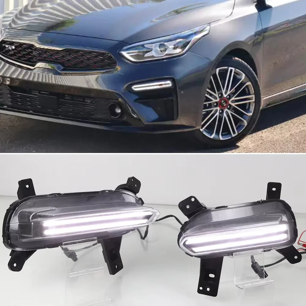 

TOYO 1 Set LED Daytime Running Light Flowing Turn Signal Relay 12V Car DRL Fog Lamp For Kia K3 Cerato 2018 2019 2020