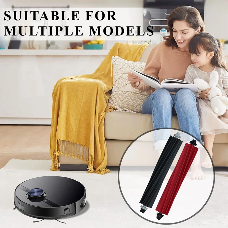 AC66 для роботов-пылесосов Xiaomi Roborock Q8 Max, Q8 Max+, Q5 Pro, Q5 Pro+, двойные прорезиненные основные роликовые щетки