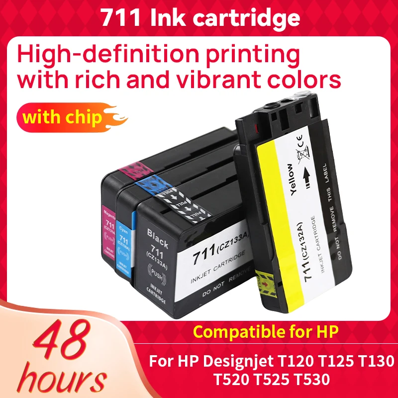 1/3/5set Compatible Ink Cartridge For HP DesignJet T520 T120 T530 T130 Inkjet Printer For HP 711 711XL Replacement Ink Cartridge