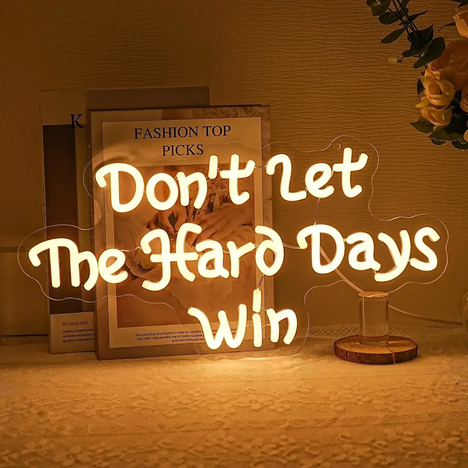 

Don't Let The Hard Days Win Neon Sign for Wall Decor LED Neon Signs Office for Bedroom Office Classroom Store Decoration Gift