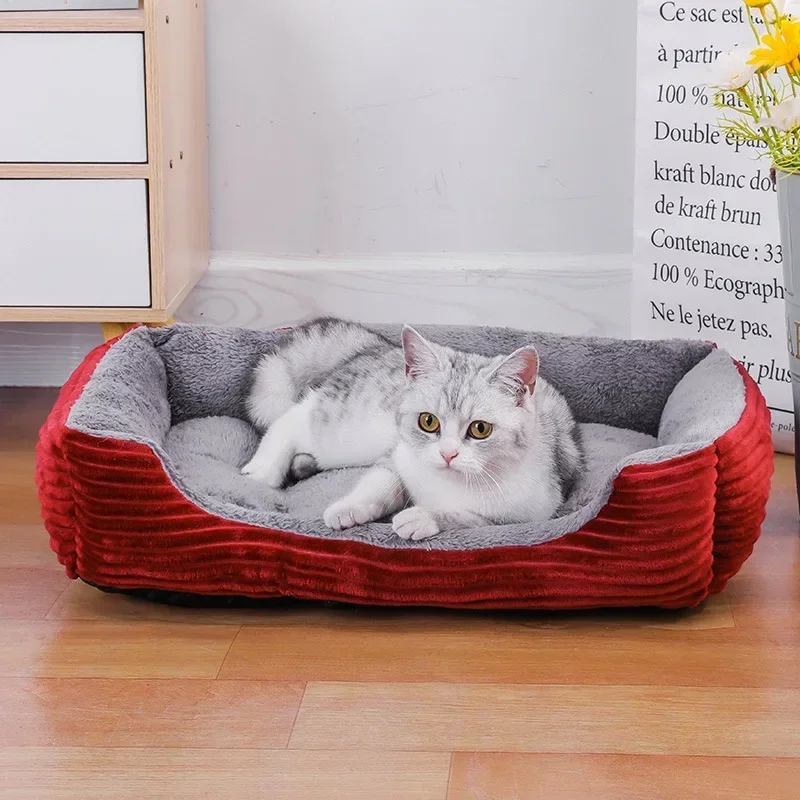 

Bed for Dog Cat Pet Square Plush Kennel Medium Small Dog Sofa Bed Cushion Pet Calming Dog Bed House Pet Supplies Accessories