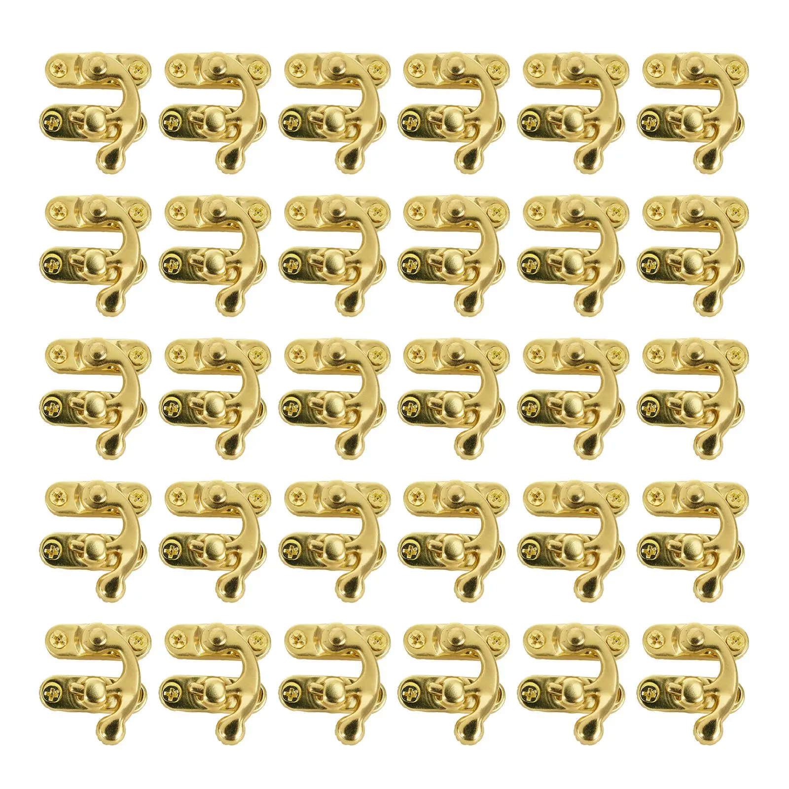 30 Uds. Cerraduras de bocinas con 120 Uds. De tornillos para joyería, caja de madera, candado de hierro de bronce antiguo para el hogar, accesorios de bloqueo de gancho con cerrojo