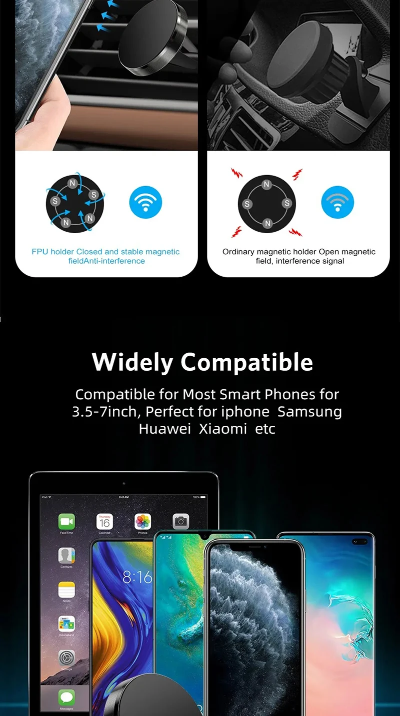 Universeller magnetischer Autotelefonhalter im Auto für iPhone 15 14 13 Samsung Magnet Air Vent Mount Handy-Unterstützung GPS – Detail 12