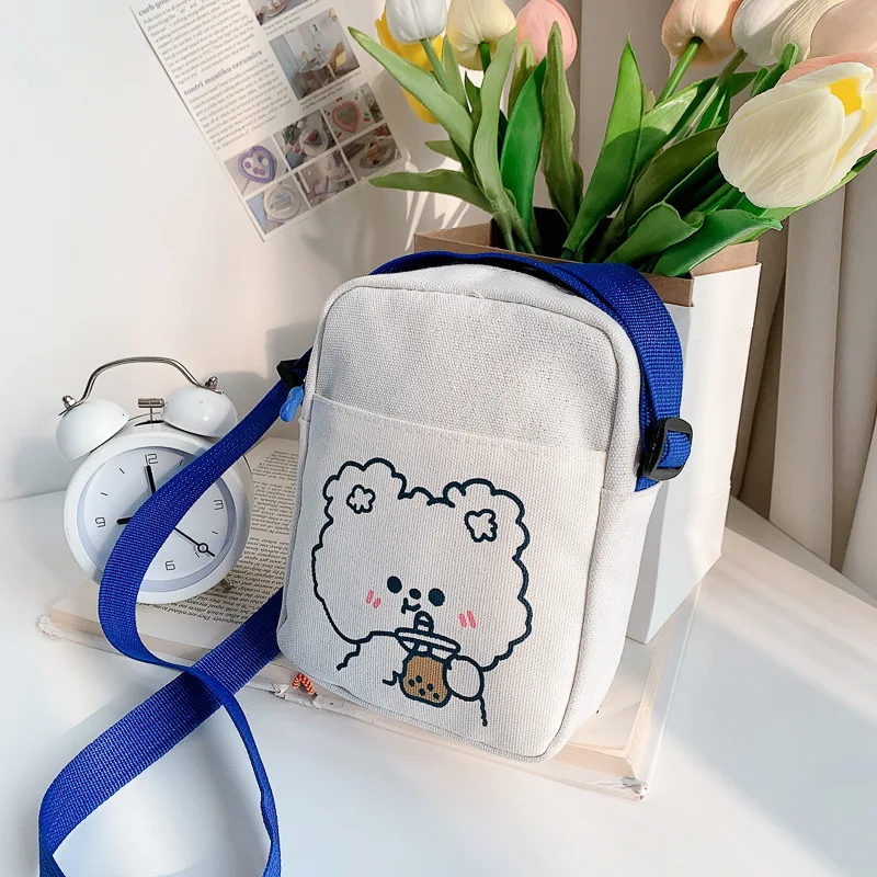 Cute Little Cross-body Bag for Women 2022 New Fashion Little Fresh Girl Student Girl Everything with Mobile Phone Canvas Bag