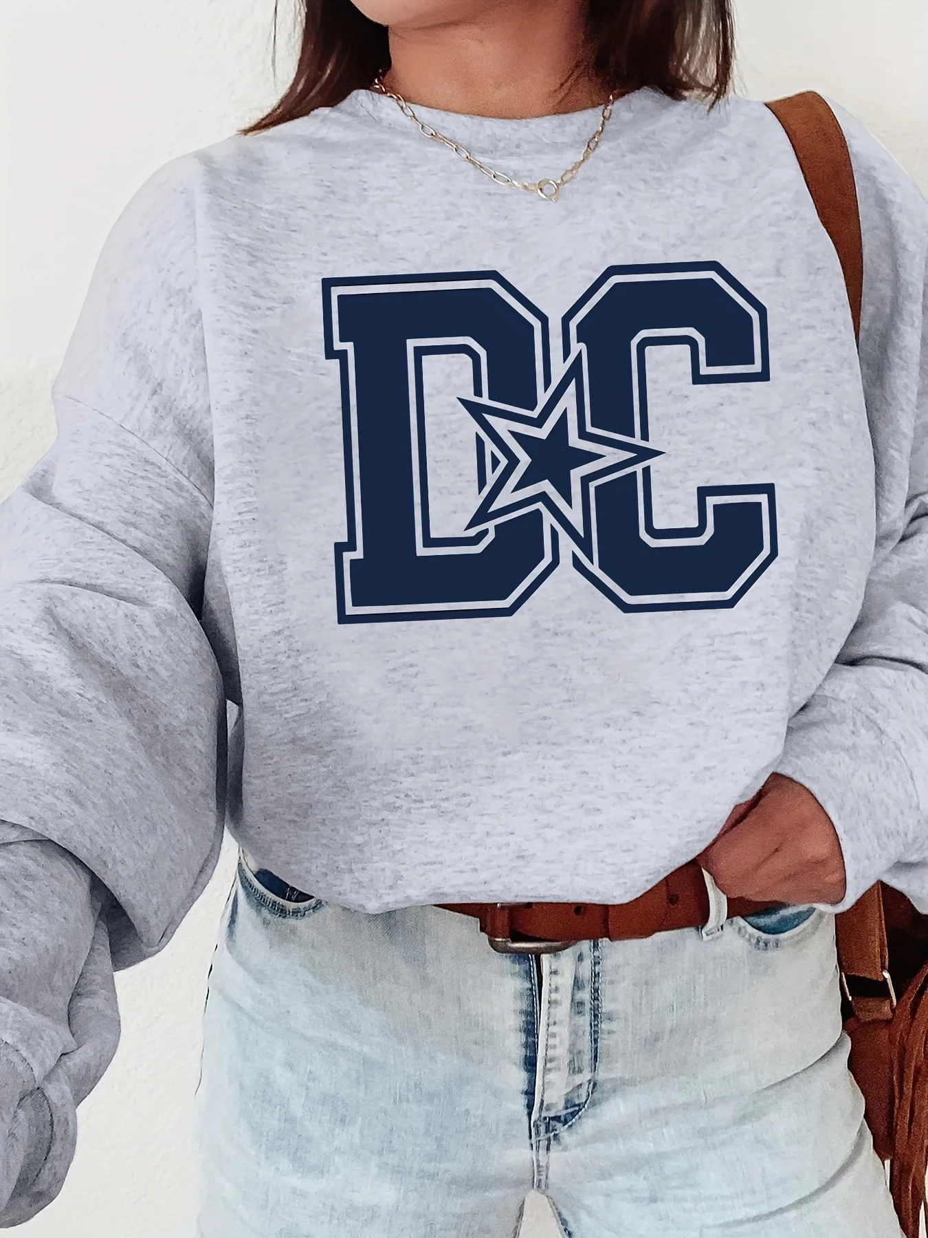 

Women's DC Print Sweatshirt Female Fashion All-Match Street Hoody Crewneck Casual Hoodies Pullover Oversize Clothing